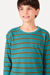 NOVO CAMISETA ML RSV MINI LISTRA TEXTURA VERDE ESMERALDA