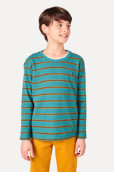 NOVO CAMISETA ML RSV MINI LISTRA TEXTURA VERDE ESMERALDA