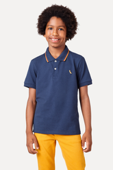 NOVO POLO RESERVA MINI 3 FRISOS MARINHO