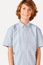 NOVO CAMISA MAS KIDS MC OXFORD COLOR AZUL CARBONO