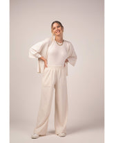 CALCA FEM EM MOLETINHO DE LINHO OFF WHITE