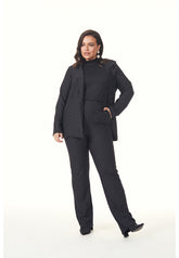 NOVO BLAZER ML EM BODYCON PRETO/OFF WHITE