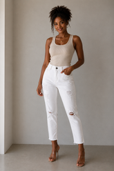 CALCA SARJA FEM AEROPOSTALE BRANCO BRANCO