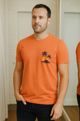 CAMISETA MC SLIM STONE COQUEIRO AQUARELA LARANJA TANGERINA