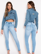 NOVO CALCA JEANS FEM SKINNY CT MEDIA PUSH UP AZUL JEANS