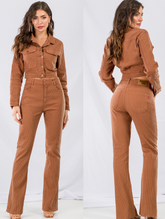 NOVO CALCA FEM COLLOR FLARE DE VELUDO COTELE CAMEL
