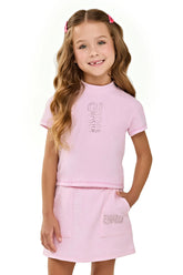 CONJ FEM BL GL ALTA GIRL E SAIA MLT ROSA CLARO