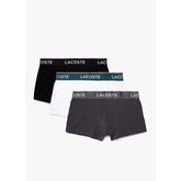 KIT 03 CUECAS BOXER CURTA LACOSTE PRETO/BRANCO/MESCLA