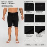 BERMUDA RESERVA MASC SARJA COLOR PRETO