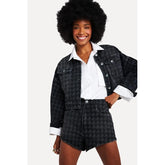 SHORTS REVERSA FEM JEANS HIGH MONOGRAMA INDIGO