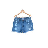 SHORTS CKJ FEM JEANS BOY PUIDO E BARRAS AZUL MEDIO
