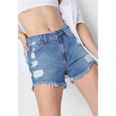 SHORTS CKJ FEM JEANS BOY PUIDO E BARRAS AZUL MEDIO