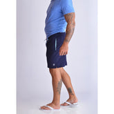 BERMUDA TACTEL MESCLA C ELASTANO LISO MARINHO