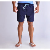 BERMUDA TACTEL MESCLA C ELASTANO LISO MARINHO