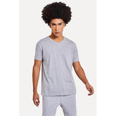 CAMISETA MC MASC GOLA V SIMPLES CINZA ME CINZA MESCLA