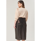 SAIA FEM MALHA SHINE POA PRETO/COBRE PRETO