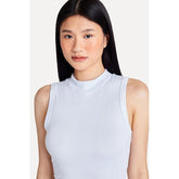 TOP FEM GOLA ALTA RIBANA SIMPLES BRANCO