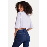 BLUSA CROPPED MC FEM SIMPLES LILAS