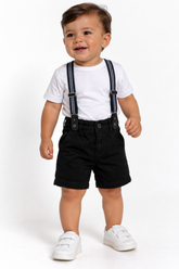 BERMUDA MASC C SUSPENS CRAWLING - 1/3 PRETO