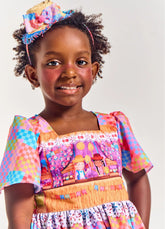 NOVO VESTIDO ARRAIA BAUM DEMAIS ROSA/VERDE