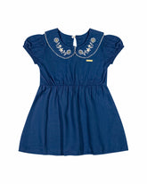 VESTIDO FEM EM VISCOSE SARJADA MARINHO