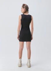 VESTIDO SM EM MALHA CANELADA PRETO