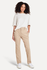 CALCA FEM CHINO RETA DE SARJA SIMPLES KHAKI