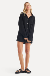 CAMISA FEM ML OVERSIZED TRANCOSO SIMPLES PRETO
