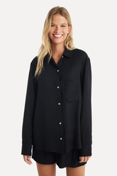 CAMISA FEM ML OVERSIZED TRANCOSO SIMPLES PRETO