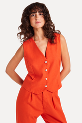 COLETE FEM ALFAIATARIA SIMPLES CEREJA