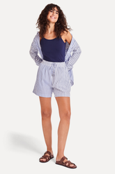 SHORTS FEM ELASTICO MIX LISTRAS SIMPLES MARINHO