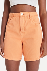 SHORTS FEM 5 POCKETS SARJA COLOR SIMPLES CORAL