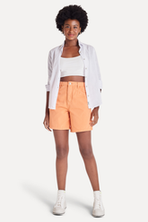 SHORTS FEM 5 POCKETS SARJA COLOR SIMPLES CORAL