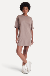 VESTIDO FEM MC T-SHIRT OVERSIZED SIMPLES RATO