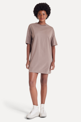 VESTIDO FEM MC T-SHIRT OVERSIZED SIMPLES RATO