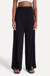 CALCA FEM PANTALONA FENDAS LATERAIS PRETO