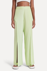 CALCA FEM PANTALONA FENDAS LATERAIS LIMAO