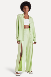 CALCA FEM PANTALONA FENDAS LATERAIS LIMAO