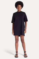 VESTIDO FEM MC T-SHIRT OVERSIZED SIMPLES PRETO
