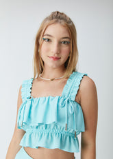 BLUSA CROPPED FEM ALCA LINHO C VISCOSE AZUL CLARO