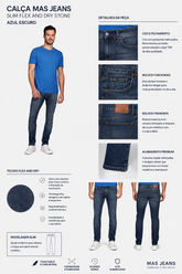 CALCA MAS JEANS SLIM FLEX AND DRY STONE AZUL ESCURO