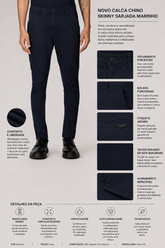 NOVO CALCA CHINO SKINNY SARJADA MARINHO