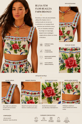 BLUSA FEM FLOR REALEZA FARM BRANCO