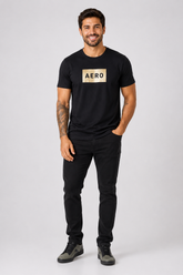 CAMISETA MC MASCULINA PLATINUM AEROPOSTA PRETO