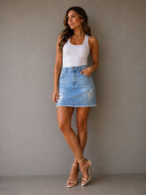 SAIA CURTA JEANS C RAGOS FRONTAL DOCE TR JEANS MEDIO
