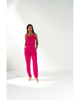 CONJUNTO FEM REGATA E CALCA VISCOSE SARJ VERMELHO