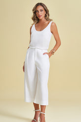 CALCA FEM EM PLANO LINEN BRANCO
