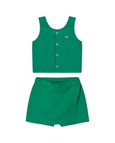 CONJUNTO FEM REG E SHORT SAIA TRICOLINE VERDE BANDEIRA