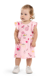 VESTIDO MALHA CANELADA EST FRUTAS ROSA