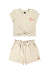 CONJ FEM JUV CROPPED E SHORT ECO LINHO OFF WHITE